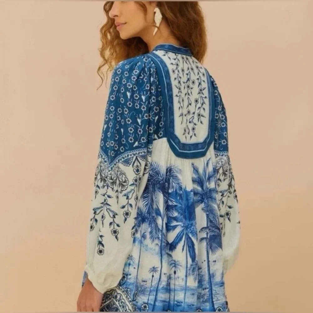 Farm Rio Palm Tree Beach Mini Dress size Large - Picture 4 of 6